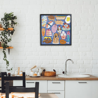 Illustration de nourriture pour chien, giclée encadrée, design par Krissy Mast