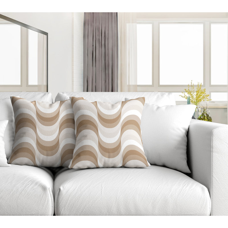 Coussin décoratif carré intérieur / extérieur Slivno, L 15 po x H 15 po, Beige