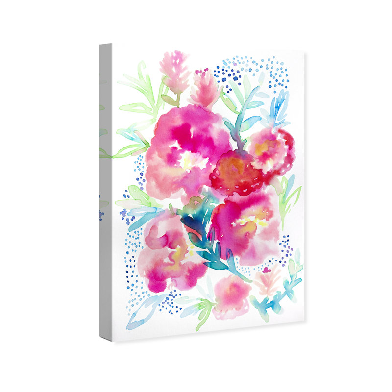 Blooming Florals Watercolor III - peinture sur toile tendue, H 54 po x l 36 po