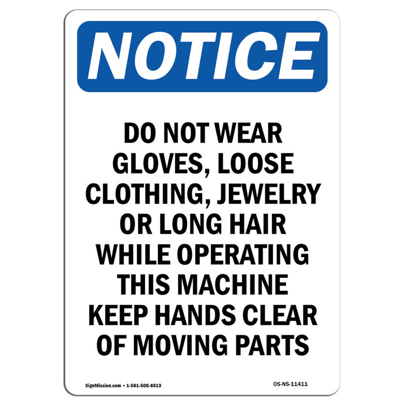 Avis - Ne pas porter de gants de vêtements amples