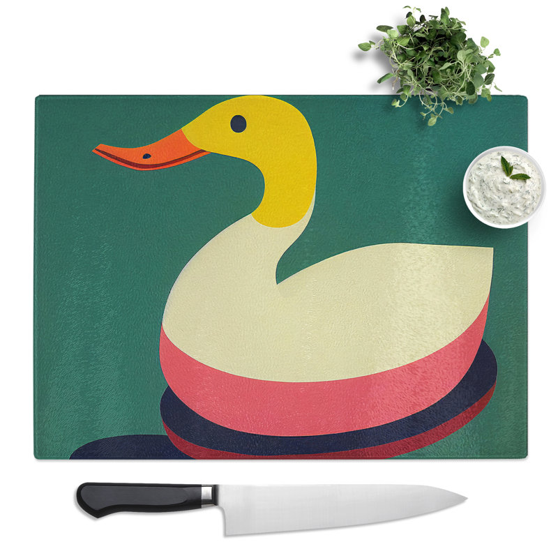 An Abstract Duck  Glass Chopping Board