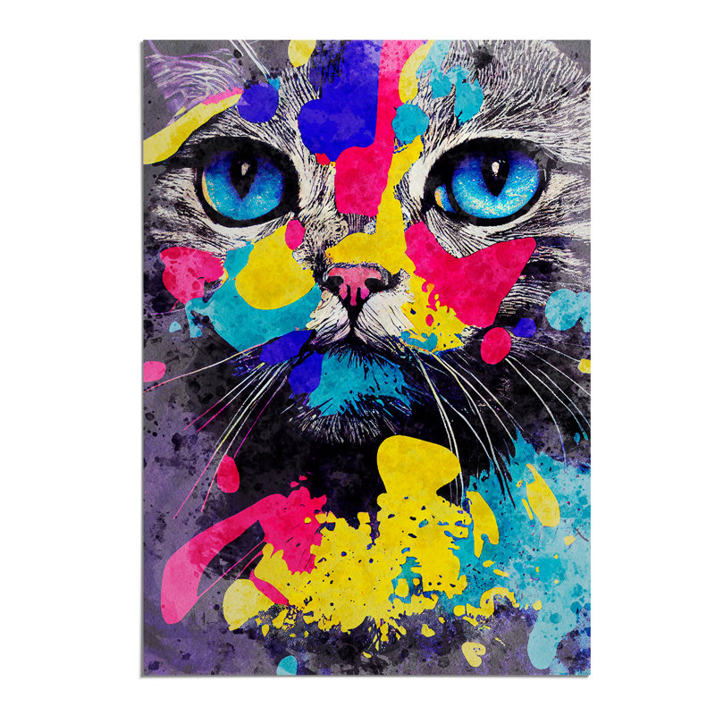 Catt Paint Splash No.5 - Wall Art, 59.4cm H x 42cm W, Paper, No Matte