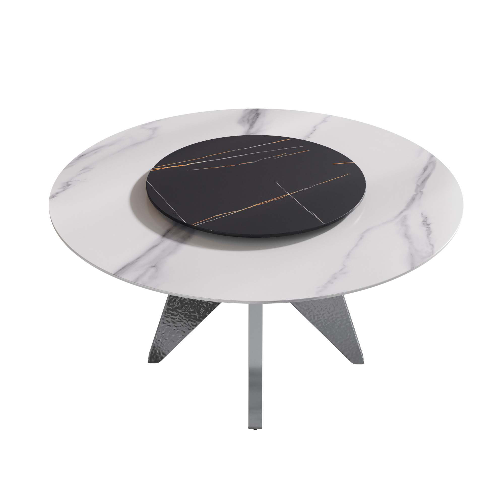 Orren Ellis Round Artificial Marble Dining Table with Artificial Stone ...