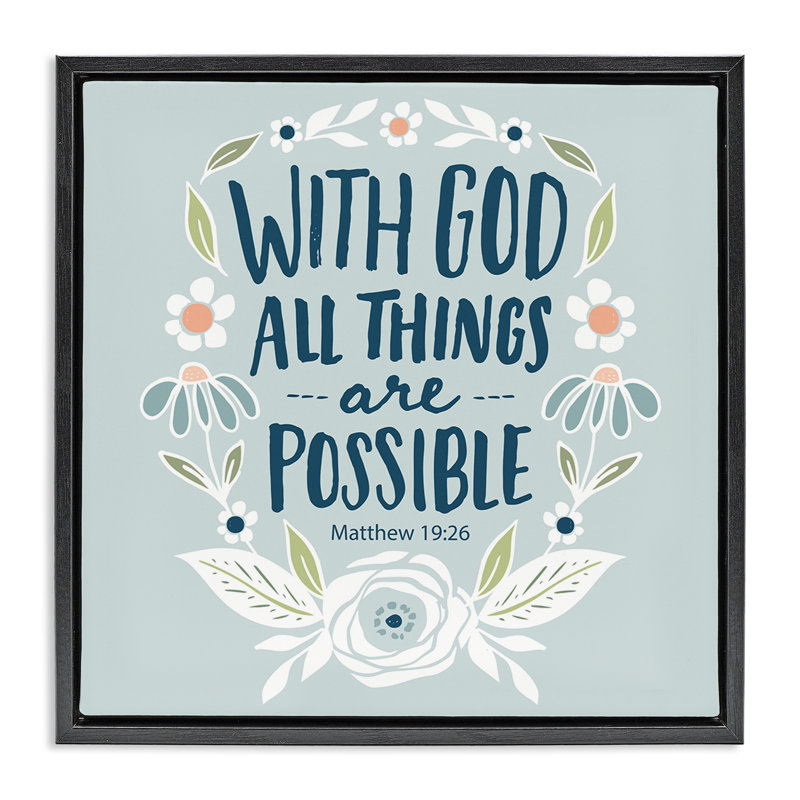 «All Things possible Verse Floater» par Blue Chair Blessing, Cadre flottant noir de jais, H 18 po x l 18 po