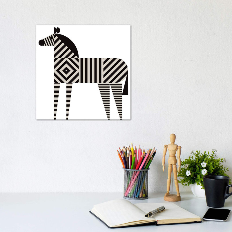 Décoration murale zèbre à rayures pour enfants, H 18 po x l 18 po x 1,5 po, Toile tendue