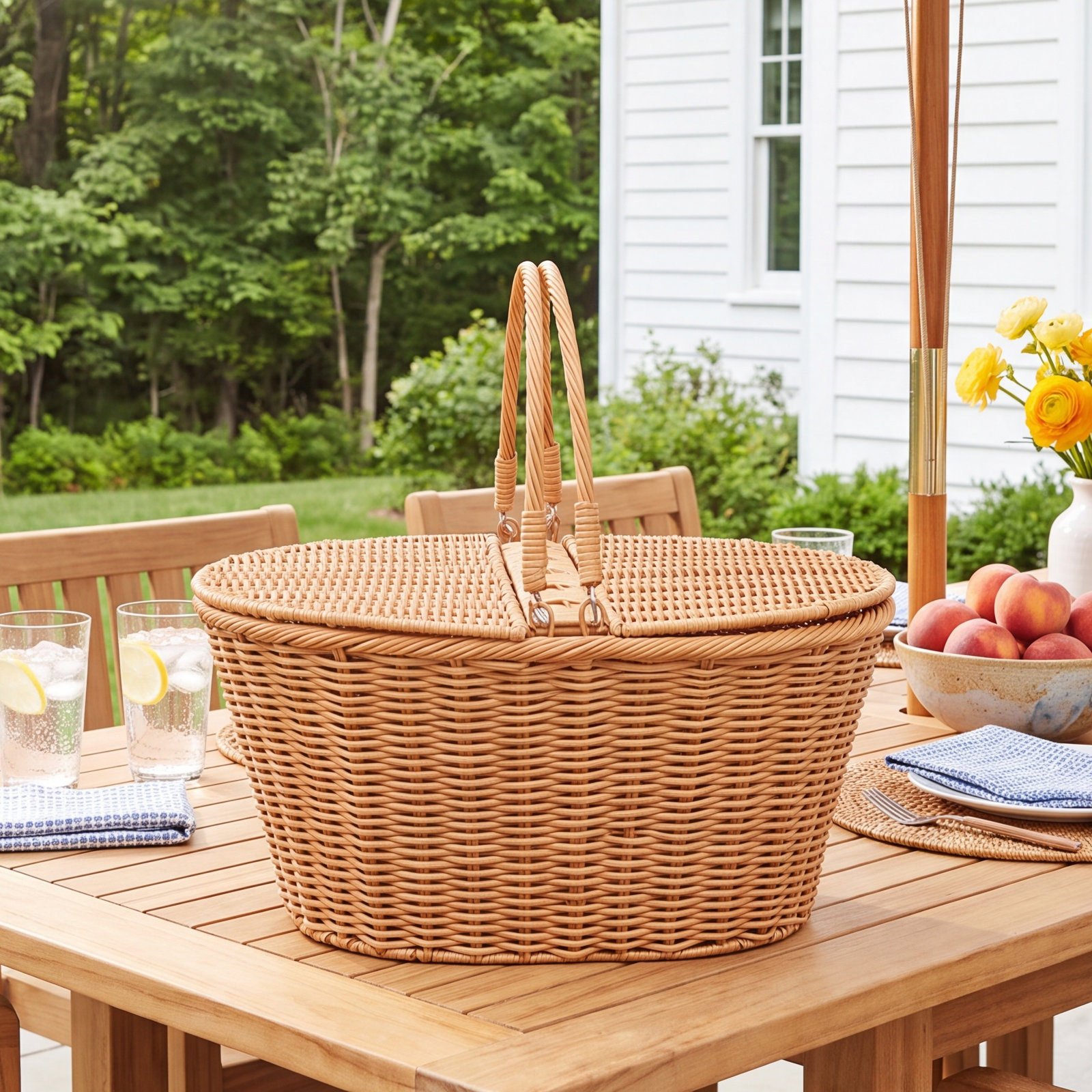 Bay Isle Home™ Poly-Wicker Picnic Basket