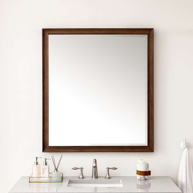 Glenbrooke Solid Wood Wall Mirror, Mid-Century Walnut, 40" x 36"