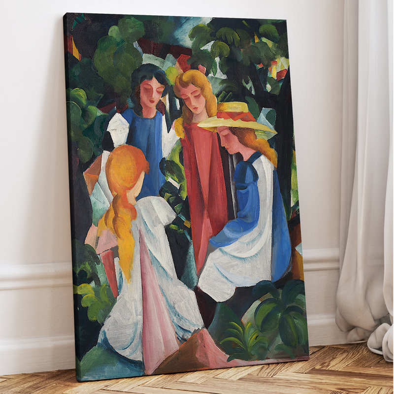 Quatre filles par August Macke, taille: 20 x 30 x 1,5, impression sur toile, estampe numérique, art mural pour la décoration intérieure
