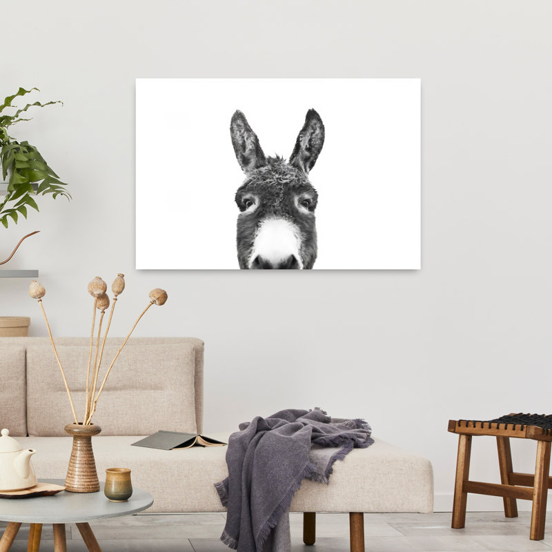 «Peeking Donkey», art mural abstrait contemporain, H 24 po x l 36 po