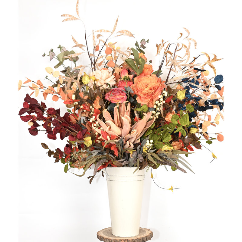 Arrangement floral de pivoines artificielles 40 po dans un pot en métal