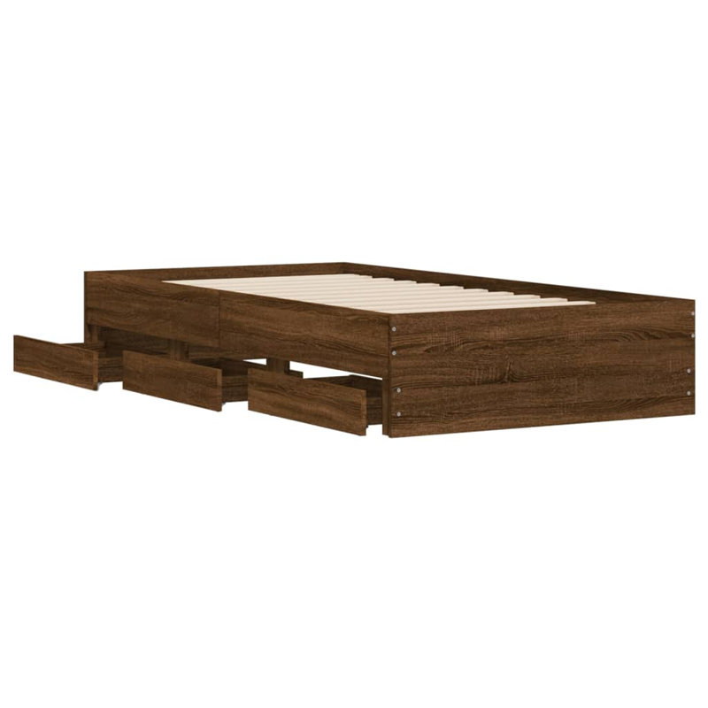 Nikash Bed, Brown Oak, Small Single ( 75 x 190 cm)