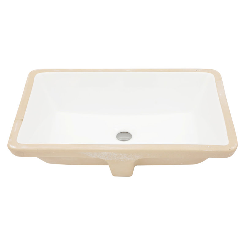Rectangular White Ceramic Undermount Bathroom Sink 21x13 Inches, Modern Classic Design, Stain European Inspired Easy To Maintain