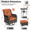 Ensemble de conversation en rotin pour 2 personnes avec 2 repose-pieds, 2 fauteuils pivotants et coussins orange-738733679