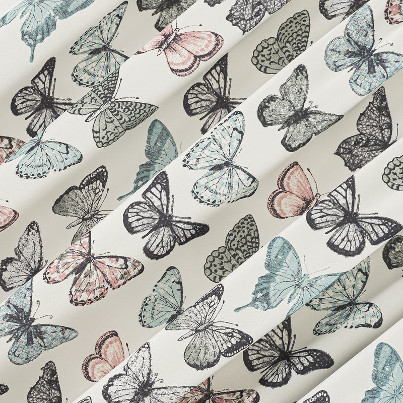 Rasa Butterfly Print Embroidered Trim Window Valance