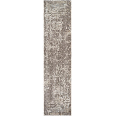 Sealy Easton Modern Abstract Dark Grey Turkish Area Rug, 3' X 10' with Fringe