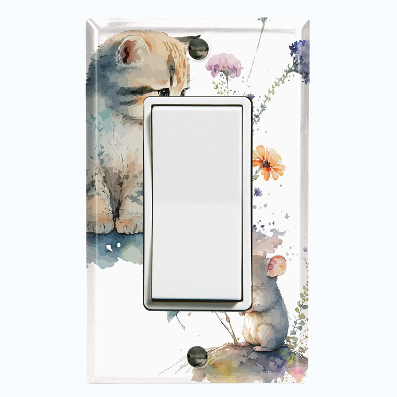 Plaque murale standard Cat Mouse Friends Flower Field