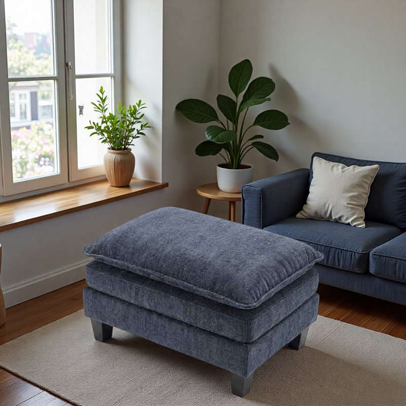Repose-pieds rectangulaire en chenille, Blue
