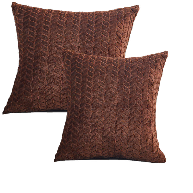 Velvet Leaves Velvet Floral 18'' Throw Pillow Cover, Brown
