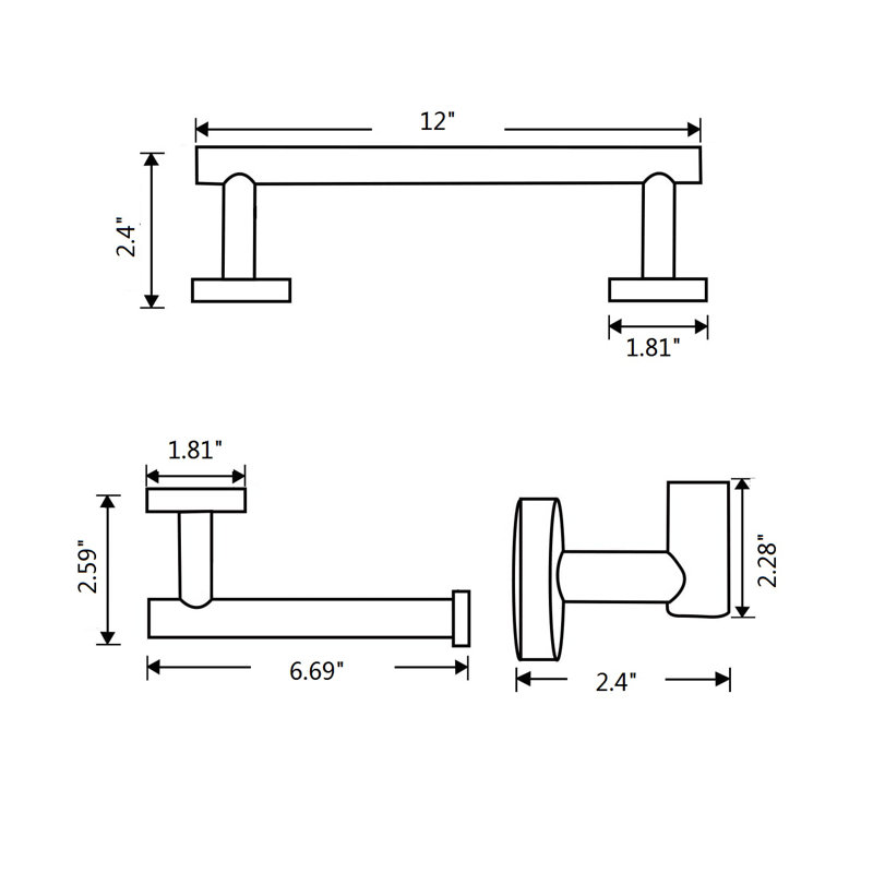 6 - Piece Bathroom Hardware Set, Brushed Nickel
