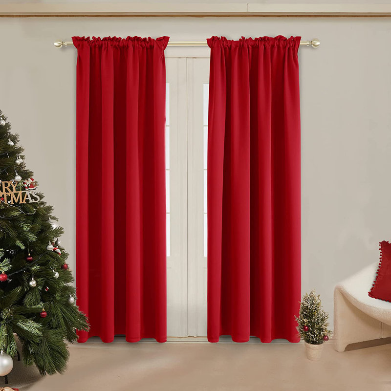 Harlowe Room Darkening Curtain Pair, 38" W x 84" L, Red