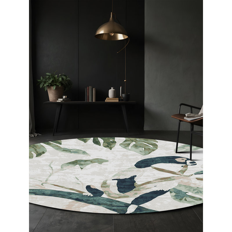 Tapis gris soyeux et moelleux, Rond 3 pi