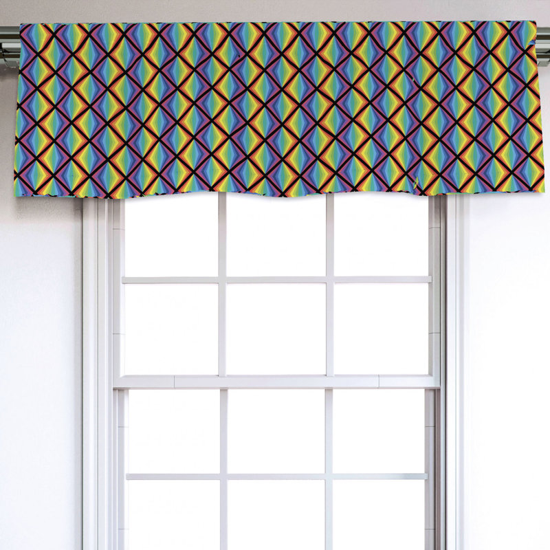 Sateen Geometric Ruffled Window Valance