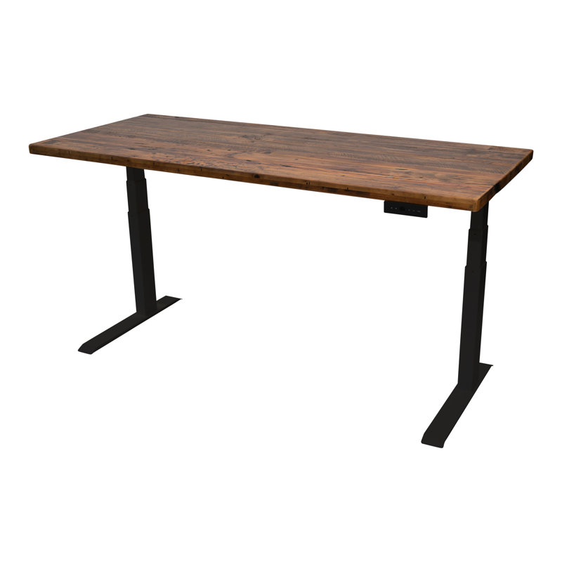 Adjustable Metal Base Standing Desk, 26" H x 70.9" W x 29.5" D, Natural/Black