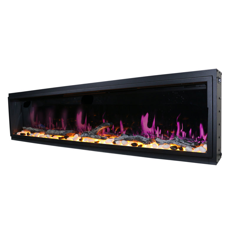 Latitude 75" Smart Electric Fireplace with Crackling Sounds, Black