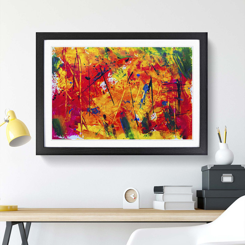 Abstract Art Painting Vol.466 by S.Johnson - Picture Frame Painting Print, Black Framed, 36cm H x 48cm W x 2cm D
