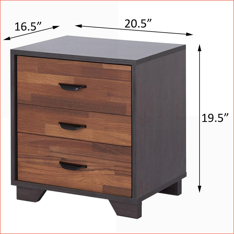 Table basse à 3 tiroirs en noyer et espresso pour le salon, peu encombrante et facile d'accès, Gris / Brun