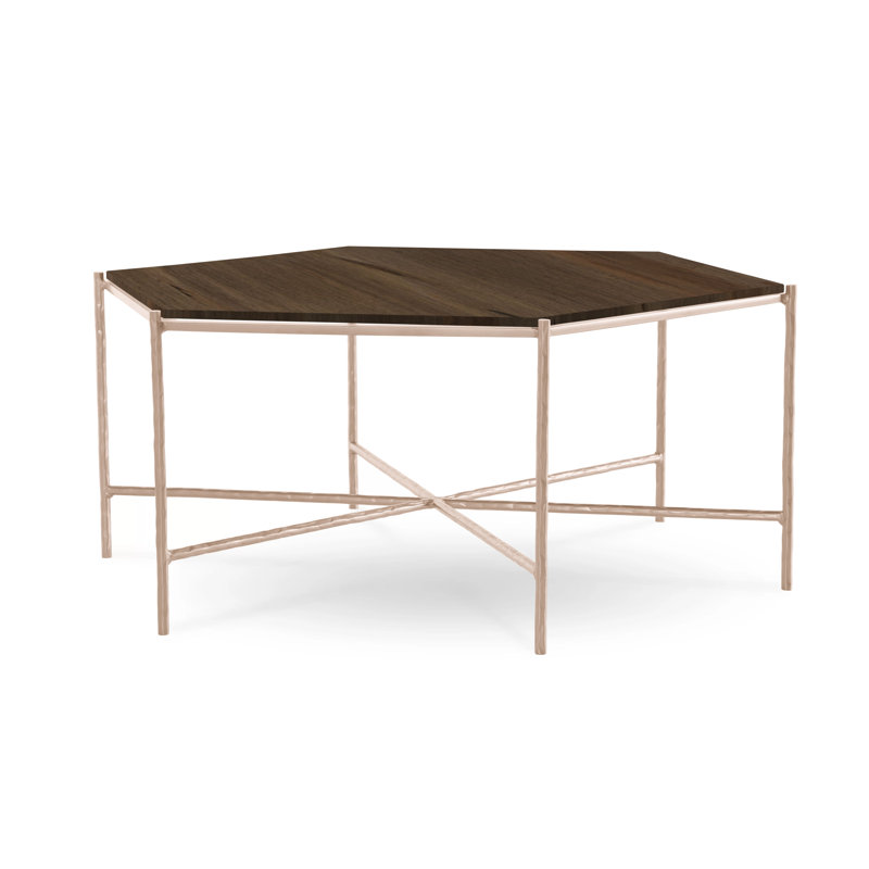 Athena Glass Top Coffee Table, Argento Antico, Saddle, Maple