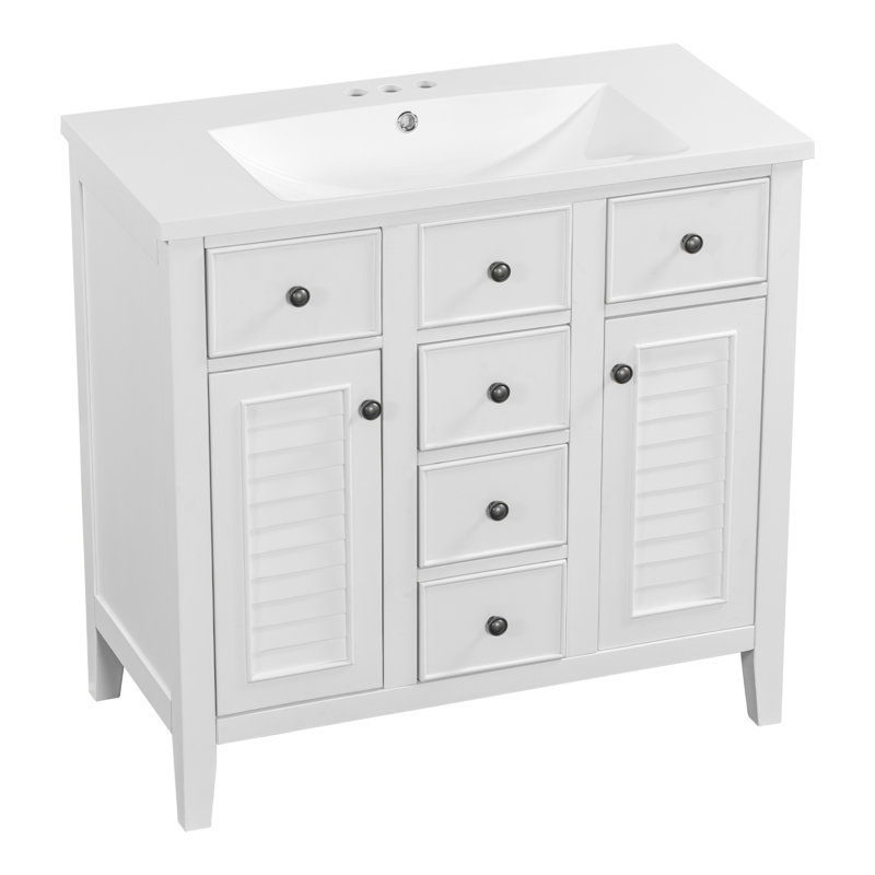 35.98'' Single Bathroom Vanity with Ceramic Top