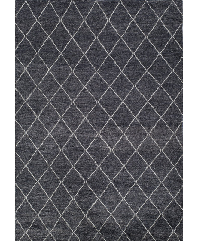 Atlas Wool Geometric Area Rug in Charcoal, Rectangle 3'6" x 5'6"
