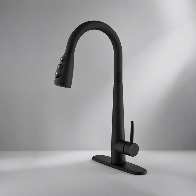 Robinet d'évier de cuisine à poignée simple en acier inoxydable avec douchette extractible pour un contrôle facile de l'eau