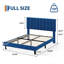 Base de lit grand format avec plateforme tapissier en velours et tête de lit capitonnée à canal vertical réglable, sans sommier tapissier, bleu marine-1449507504-1455538985
