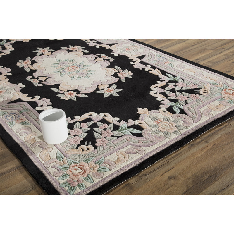 Tapis noir Aubusson, Rectangle de 5 pi x 8 pi