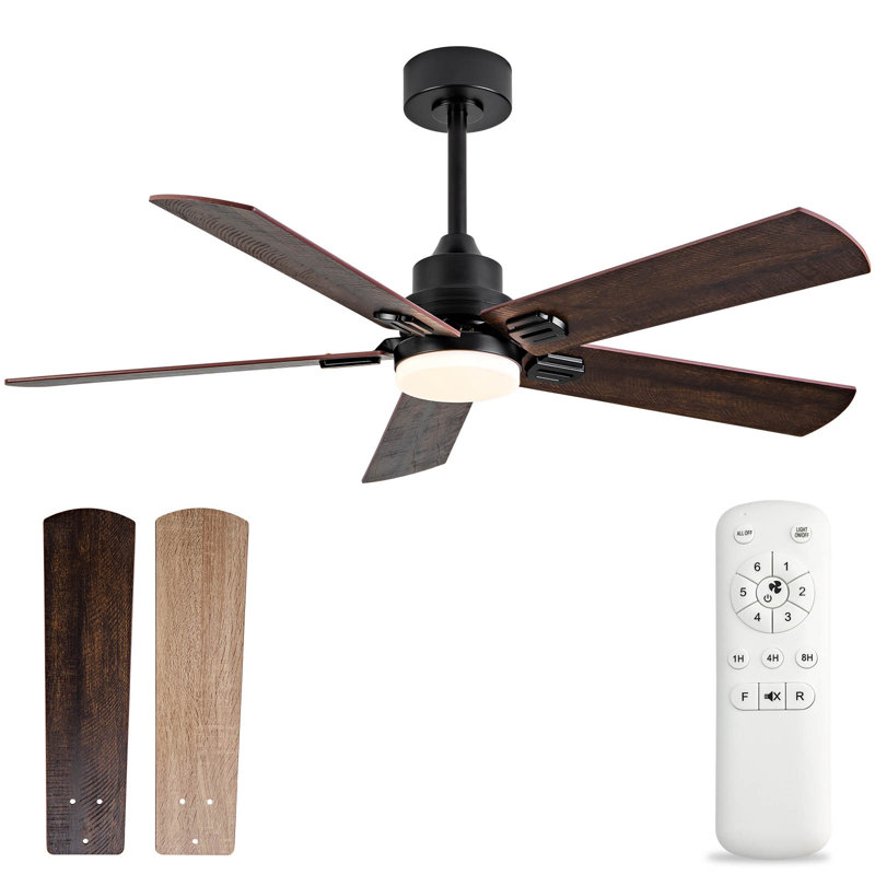Ventilateurs de plafond avec lumières, Noir mat, 230 tr / min, Bois de noyer foncé