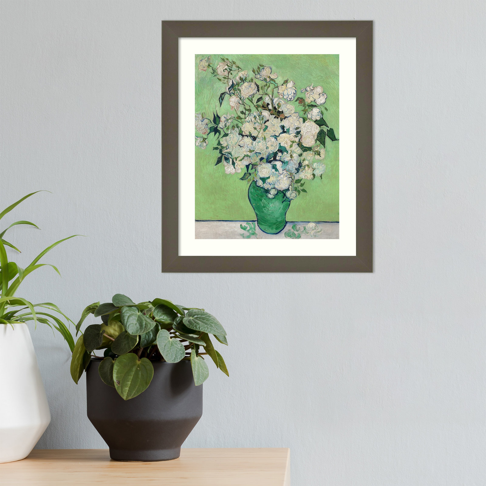 Roses by Vincent Van Gogh, 13.17" H x 11.05" W x 0.88" D, Gray