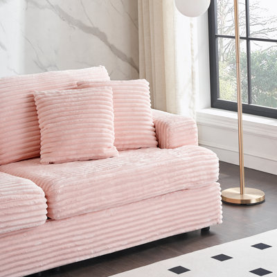 Comfortable Corduroy Sofa with Matching Pillows for Modern Living Room by Everly Quinn