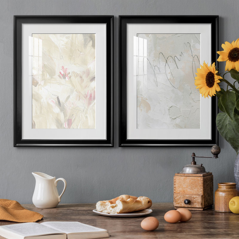 «Soft Abstraction II», ensemble de 2 impressions encadrées, Cadre noir, H 42,5 po x l 30,5 po x P 1,25 po