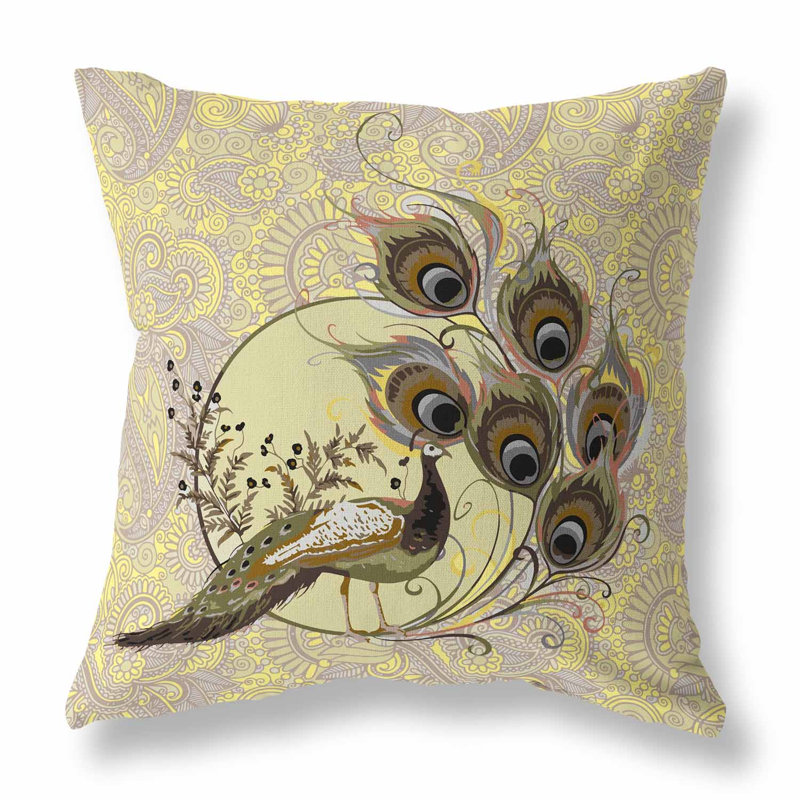 Coussin Paisley, Jaune / crème / cachemire châtaignier, H 16 po x l 16 po
