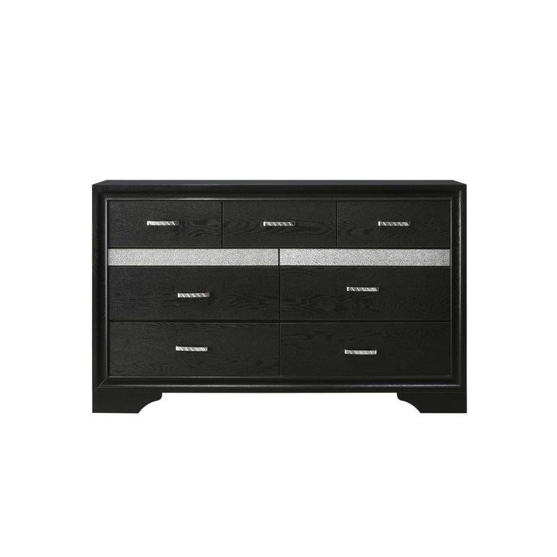 Commode double 7 tiroirs Lanier, Noir
