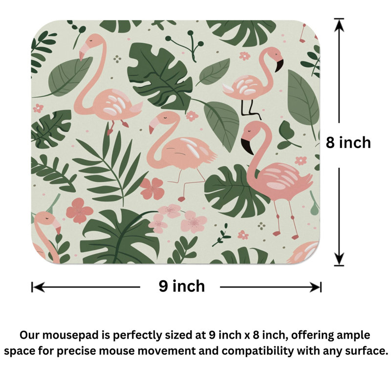 Animals Flamingos and Monstera Leaves Birds Flamingo Tropical Gaming Cute Office Laptop Desk Pad Gift Mat Square Rectangle Non-Slip Mousepad
