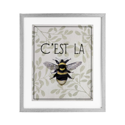 Abeille française sur imprimé floral encadré sous verre, design par Lil 'Rue