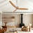 60" Modern Wood Ceiling Fan with Remote Control, Energy Efficient DC Ceiling Fan, Quiet High Airflow Teak Wood Blades-907626195