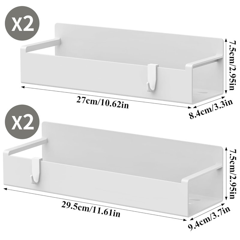 4 Pack Magnetic Spice Rack Organizer, White
