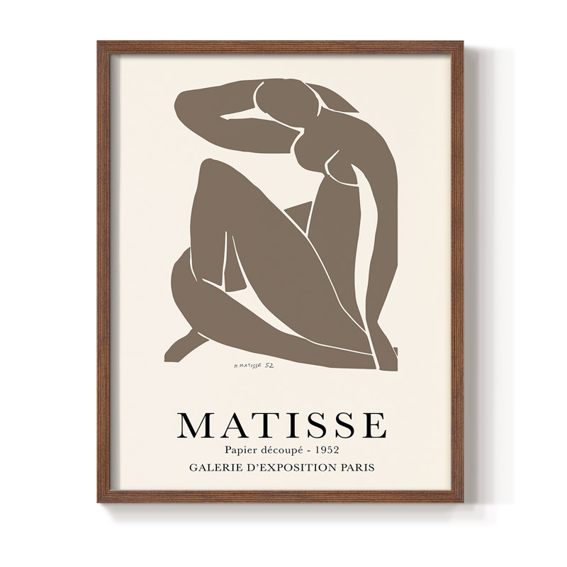 Matisse CCVI, reproduction encadrée - bois massif, Brun, H 10 po x l 8 po