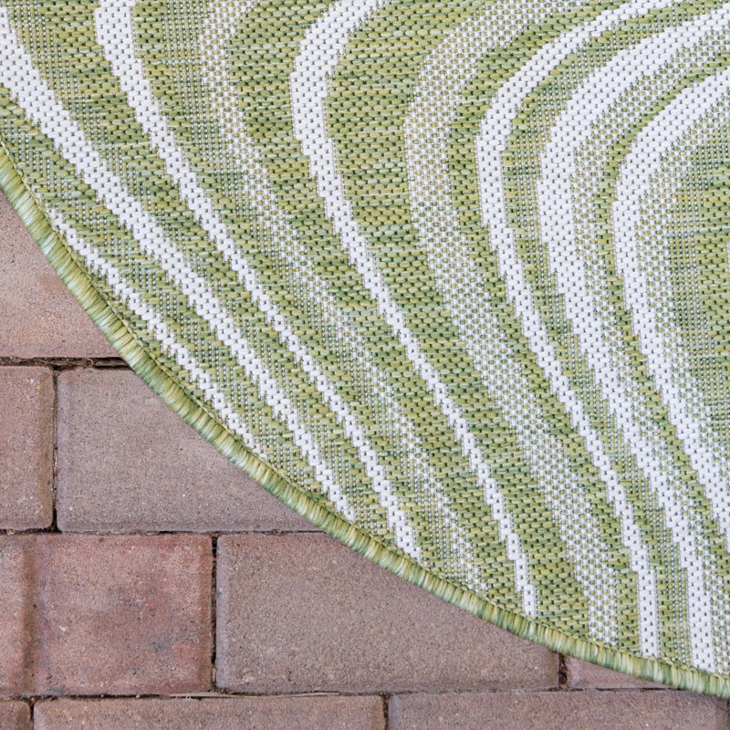 Tapis intérieur / extérieur vert Brodus, Rond 4 pi 1 po
