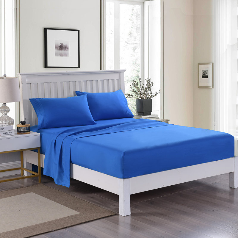 D-BSS4-E-20220419 Microfiber Sheet Set, King Sheet Set + 1 Fitted Sheet + 2 Pillowcases, Blue