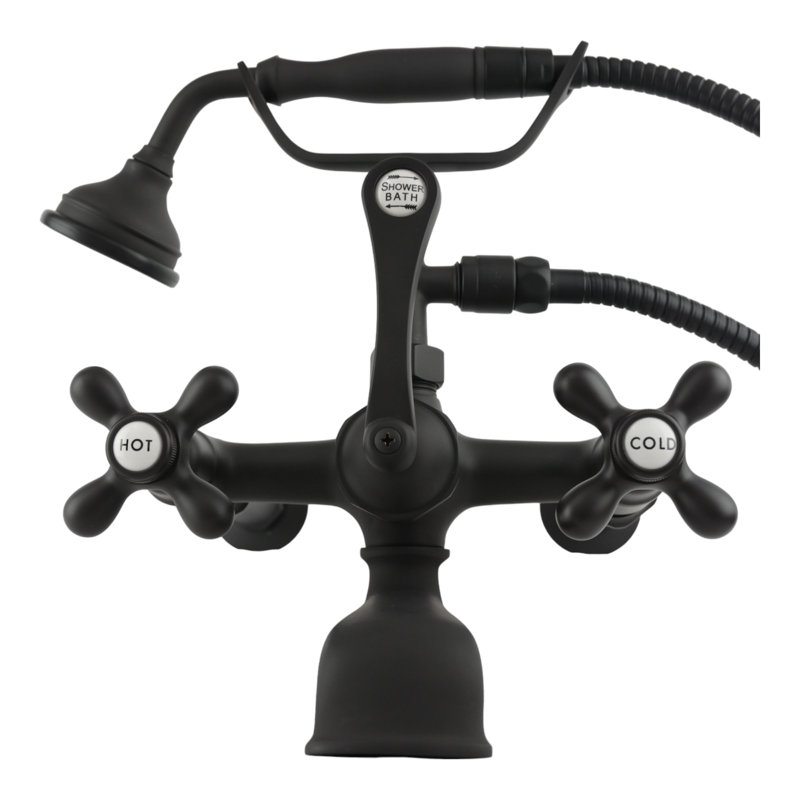 3 Handle Bathroom Clawfoot Tub Faucet with Diverter, Oil Rubbed Bronze